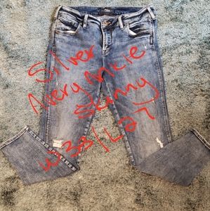 Silver "Avery" Ankle Skinny Distressed Jeans